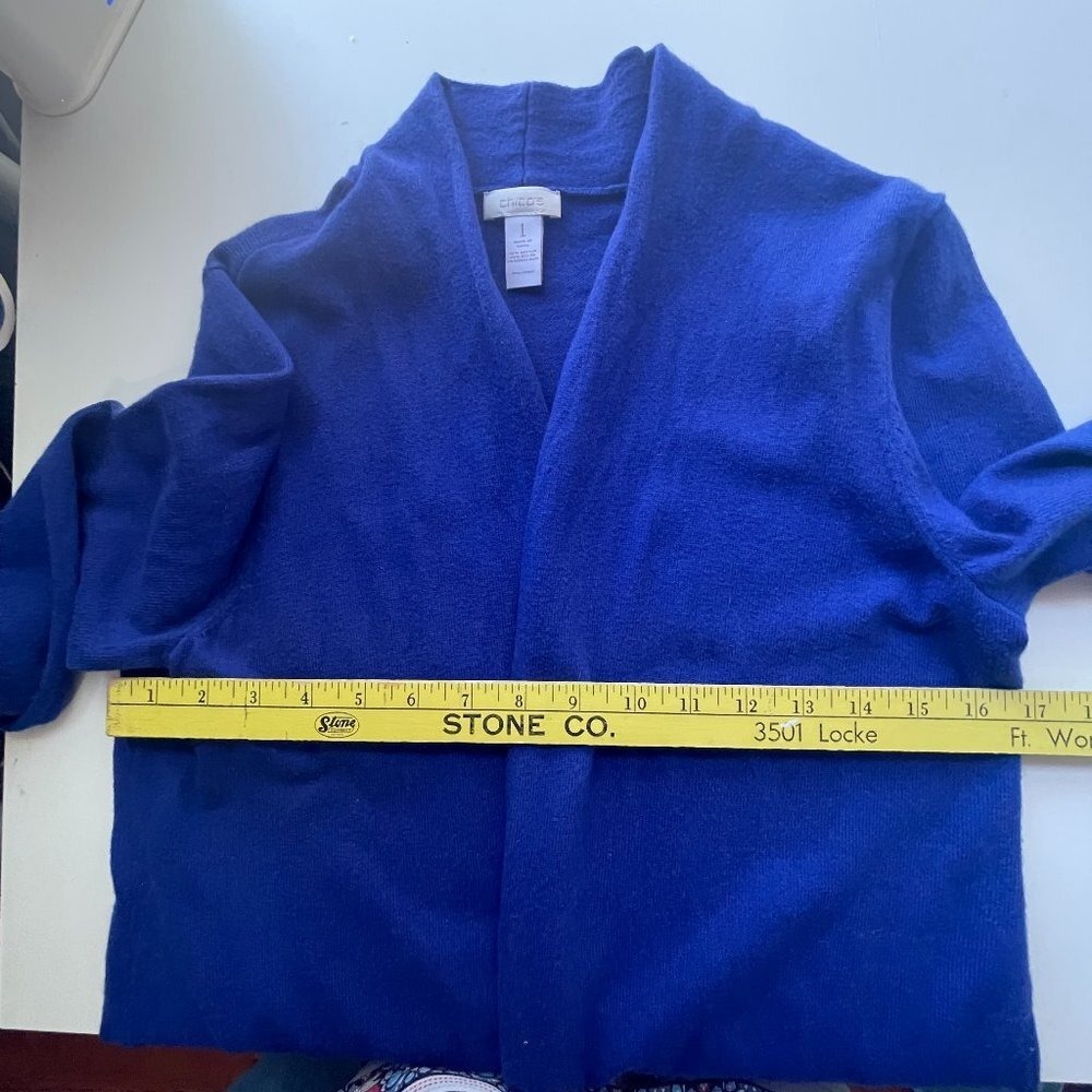 Chico’s‎ Royal Blue Longline Cardigan Size 1 - Picture 3 of 7